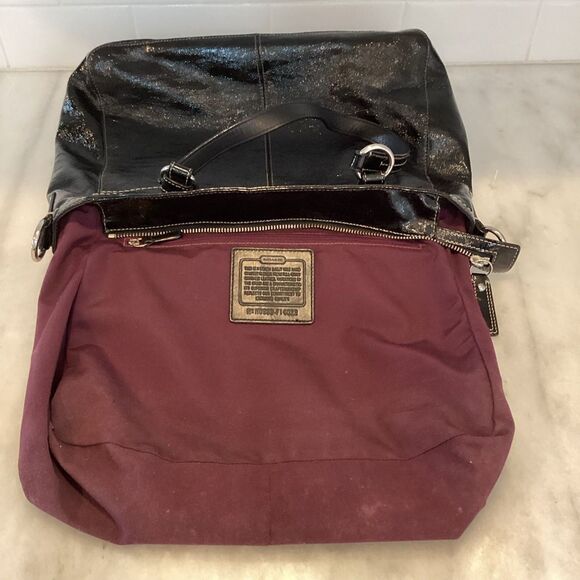 Coach Bag Purse Handbag Chelsea Black Patent Leather Shoulder Bag Pocketbook - Picture 12 of 15